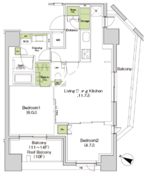 ザ・パークハビオ荏原中延プレイス 1301 間取り図