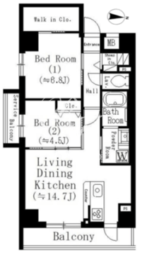 ラフィーヴィル清澄白河 E-601 間取り図
