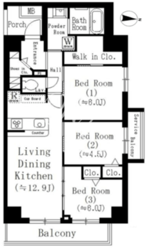 ラフィーヴィル清澄白河 E-204 間取り図