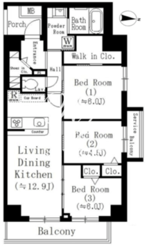 ラフィーヴィル清澄白河 E-304 間取り図