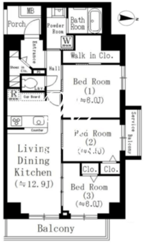 ラフィーヴィル清澄白河 E-504 間取り図