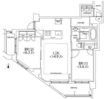 カスタリア麻布十番 301 間取り図