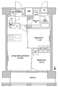 ザ・パークハビオ上北沢 1402 間取り図