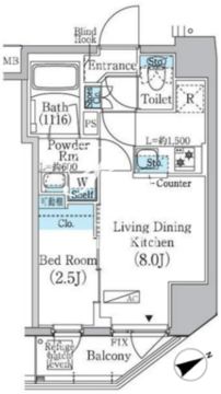 プライムブリス蔵前 301 間取り図