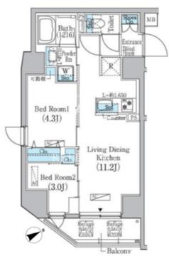 プライムブリス蔵前 203 間取り図