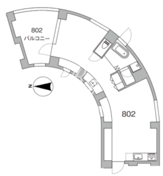 天神町プレイス 802 間取り図