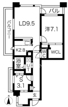 シティコート目黒 3-401 間取り図