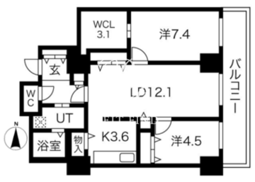 シティコート目黒 2-906 間取り図