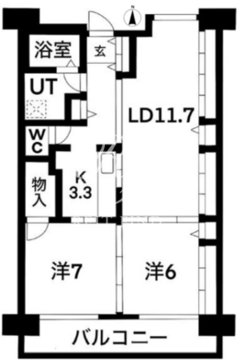シティコート目黒 1-606 間取り図