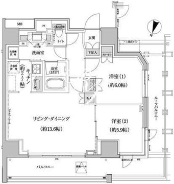 パークハビオ渋谷本町レジデンス 1301 間取り図