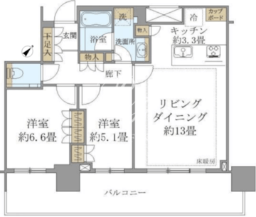 ブリリアタワー浜離宮 2607 間取り図