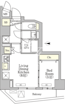 ラペルラ高輪 201 間取り図
