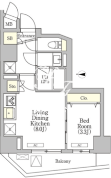 ラペルラ高輪 401 間取り図