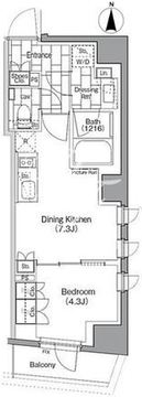 ザ・パークハビオ新宿 705 間取り図