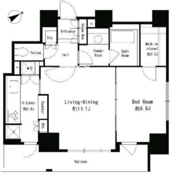 パークタワー芝浦ベイワードアーバンウイング 1701 間取り図