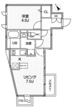 ルクレ東新宿 405 間取り図