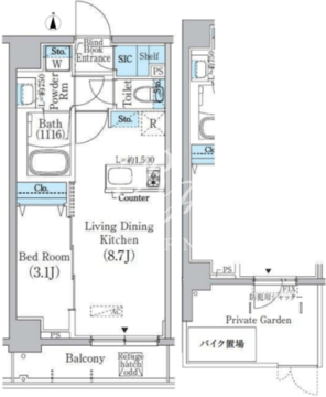プライムブリス新宿上落合 103 間取り図