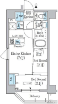プライムブリス新宿上落合 205 間取り図