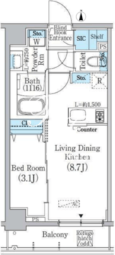 プライムブリス新宿上落合 603 間取り図