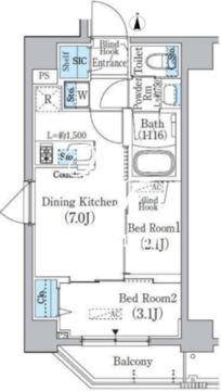 プライムブリス新宿上落合 405 間取り図