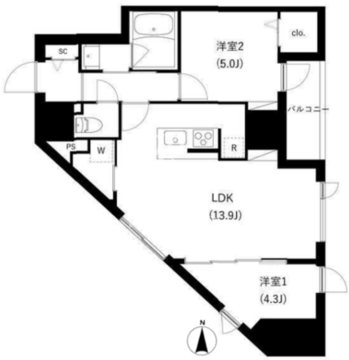 WHARF駒込 801 間取り図