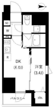 WHARF駒込 803 間取り図