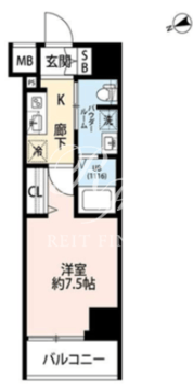 プレール・ドゥーク門前仲町2 102 間取り図