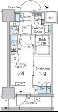 パークアクシス日本橋茅場町ステーションゲート 803 間取り図