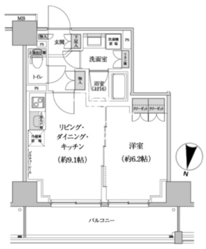 パークハビオ渋谷本町レジデンス 913 間取り図
