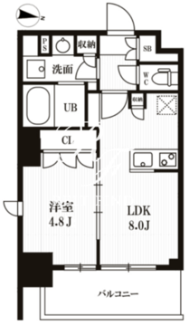 ピークス神田 1402 間取り図