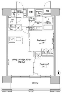 ザ・パークハビオ上北沢 1203 間取り図
