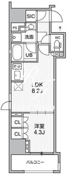シーズンフラッツ新御徒町 201 間取り図