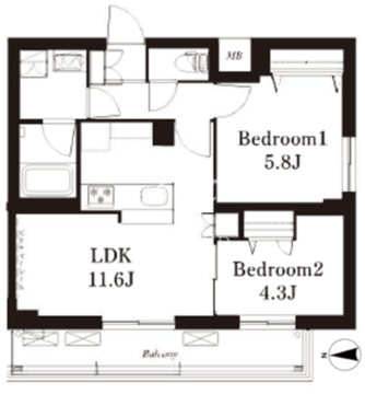 フレンシア下井草 104 間取り図