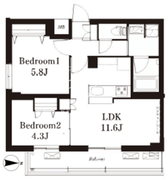 フレンシア下井草 105 間取り図