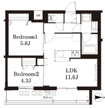 フレンシア下井草 308 間取り図