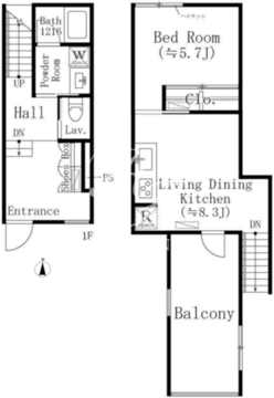 plaNECT薬王寺 2-B 間取り図