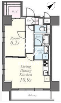コンパル汐留 606 間取り図