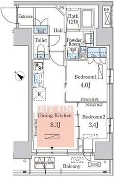 パークアクシス日本橋茅場町ステーションゲート 505 間取り図