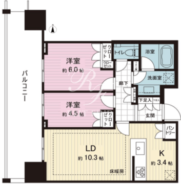 ブランズタワー芝浦 2613 間取り図