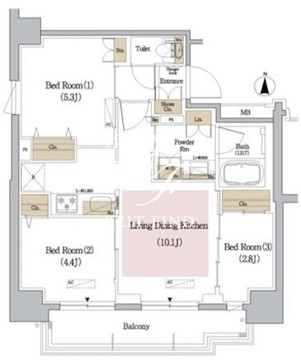 アーバネックス新御徒町 1103 間取り図