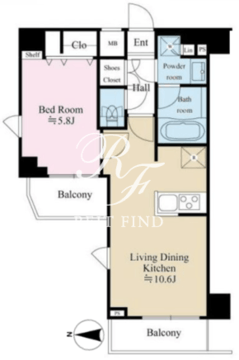 リテラス馬込 306 間取り図