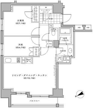 パークハビオ八丁堀 1401 間取り図