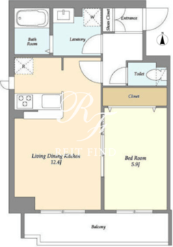 モンクスタウン夏目坂 202 間取り図