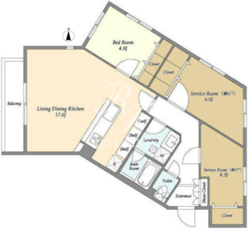 モンクスタウン夏目坂 104 間取り図