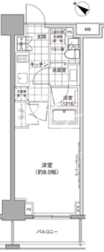 パークハビオ人形町 803 間取り図