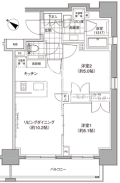 パークハビオ人形町 708 間取り図