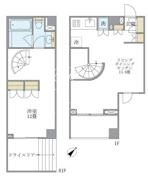 ブリリアイスト代々木上原 105 間取り図