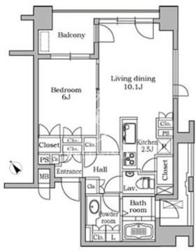 レジディア代官山 102 間取り図