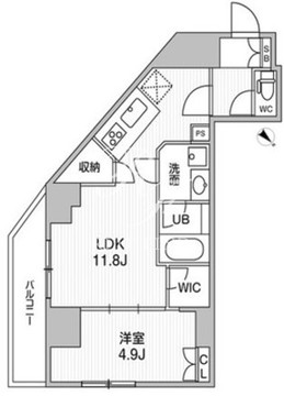 コンフォリア・リヴ千住 1303 間取り図
