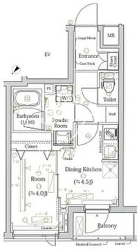 スカイコートルアナ文京本駒込 202 間取り図